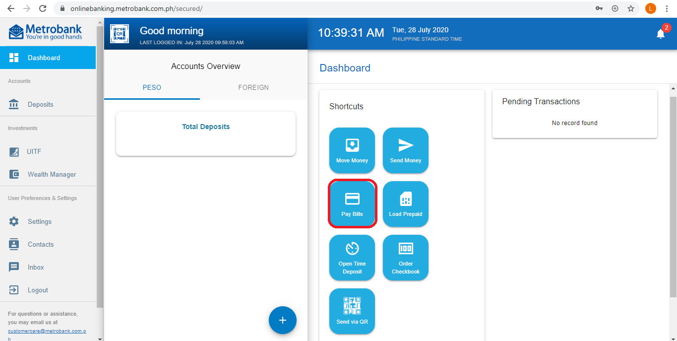 How to fund my account through Metrobank Online? FirstMetroSec Help